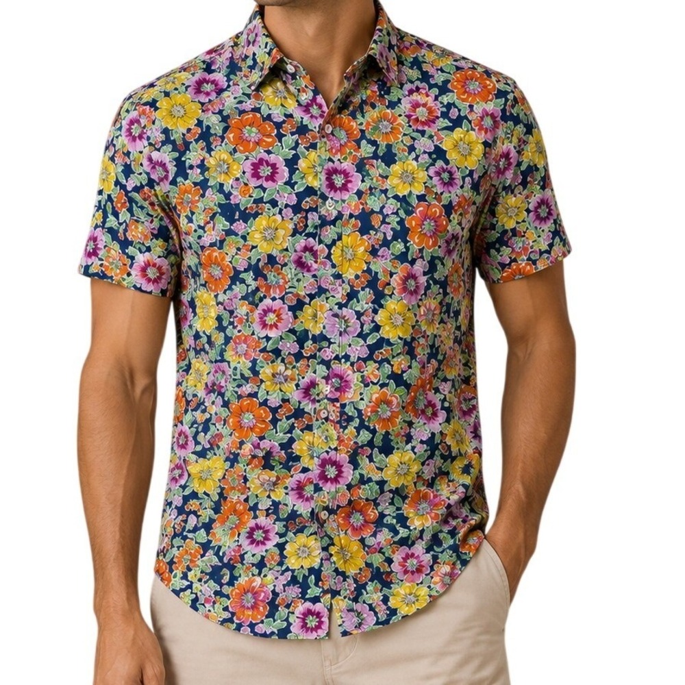 Vintage Ralph Lauren Floral Short Sleeve Button Down Shirt Men's Small